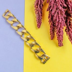 Signed Givenchy Large Gold Tone Chain Bracelet